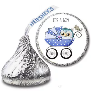 108 It's a Boy Owl Baby Shower Favors Hershey Kiss Baby Carriage Candy Wrappers - Picture 1 of 1