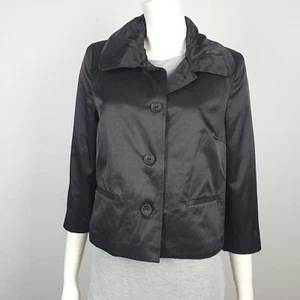 Pagani Size M, 12 Blazer Jacket Bolero Black 3/4 Sleeve Collared Button Women - Picture 1 of 12