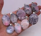 Natural Opal Pink Oval Gemstone Silver Plated Bezel Pendants Lot Jewelry LT21