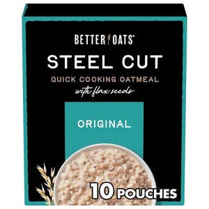 Better Oats Original Steel Cut Oatmeal with Flax Seeds 10 Pack 1.16oz - Picture 1 of 9