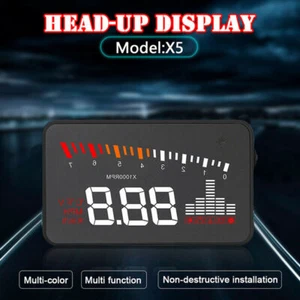 Car Head Up Display OBD2 HUD RPM Projector Speedometer MPH Overspeed Warning X5 - Picture 1 of 11
