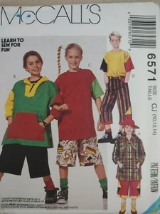Vintage 1990s McCall's 6571 Kids Color Block Shorts Hoodies Shirts Size 10 12 14 - Picture 1 of 2