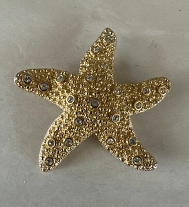 Vintage Swarovski Gold Tone Pave Crystals Starfish 2” Brooch Pin - Picture 1 of 4