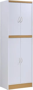 4 Door Kitchen Pantry with Four Shelves, White - Picture 1 of 8