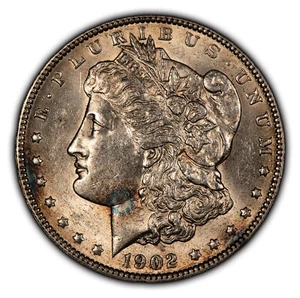 1902 $1 Morgan Silver - Strong Luster - Colorful Toning - Semi Key Date - D3892 - Picture 1 of 4