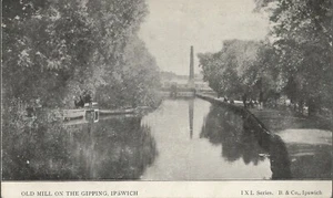 TARJETA POSTAL LOCAL ANTIGUO MOLINO EN EL RÍO GIPPING IPSWICH C 1911 - B & Co Ipswich - Imagen 1 de 2
