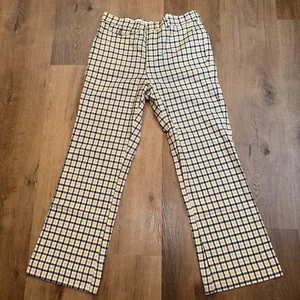 Vtg 60s 70s Sears Pants Disco Plaid Wide Flare Leg Old Man Golf Mod Mens 35 30 - Picture 1 of 15