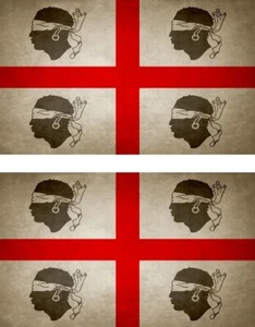 2x Pegatina Bandera Vinilo País Vintage Cerdeña Sardeña Independiente - Imagen 1 de 1