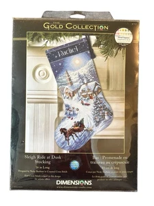 Dimensions Sleigh Ride at Dusk Stocking Cross Stitch Kit 8712 Christmas Blue - Bild 1 von 2