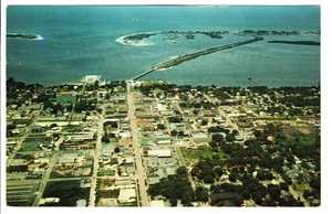 POSTKARTE - Florida FL, Clearwater Luftaufnahme Damm zum Strand Vintage - Bild 1 von 6