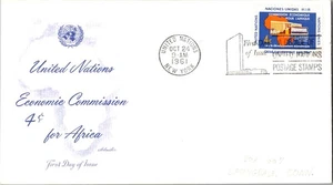 Vintage FDC Nazioni Unite NYC PMK Scott #95 Commissione economica per l'Africa 1961 - Foto 1 di 4