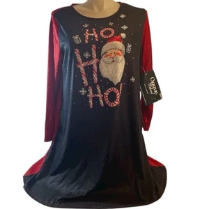 Weihnachtskleid 1X Strass verziert Santa Grafik Taschen Plus Urlaub Neu mit Etikett - Bild 1 von 4