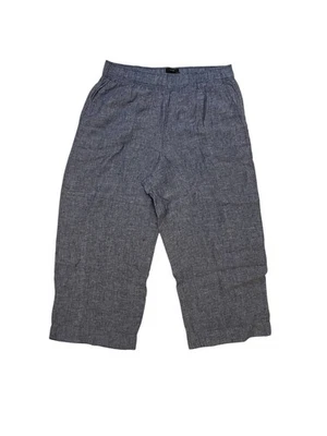 Tahari Linen Pants Women’s XL Blue Wide Leg Pull On Pockets Elastic Waist Casual - Image 1 of 4