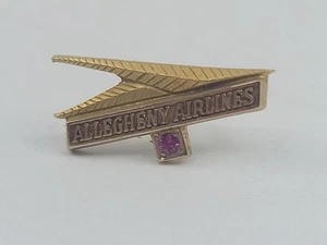10K Gold Allegheny Airlines Employee Service Award Pin 1.4 g With Ruby - Picture 1 of 3