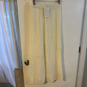 Commense cremefarbene offene Strickhose Größe M Stretch weites Bein Polyester neu mit Etikett - Bild 1 von 8