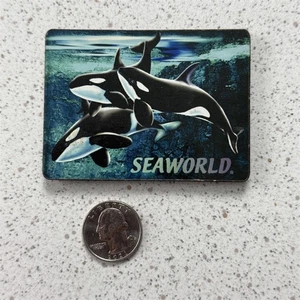 Vintage Sea World Trio von Walen Holz flach Reise Souvenir Kühlschrankmagnet #52963 - Bild 1 von 3