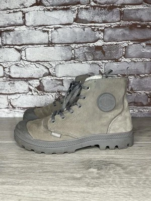 Palladium Pampa Gray Leather Lace Up Lined Combat Boots Women Sz 7.5M US/39EU - Image 1 of 4