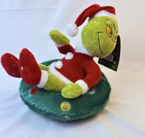 Neu 2023 Der Grinch animierter sitzend singend drehender Plüschkranz Dr. Seuss 9 Zoll - Bild 1 von 6