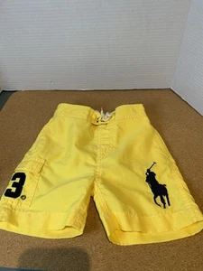 Polo Ralph Lauren Boardshorts KIDS Toddler 12M Yellow Big Logo Swimwear Trunks - Picture 1 of 8