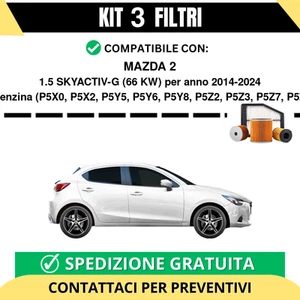Kit 3 Filtri Tagliando per MAZDA 2 1.5 SKYACTIV-G 66 kw Benzina 2014-2024 - Imagen 1 de 2