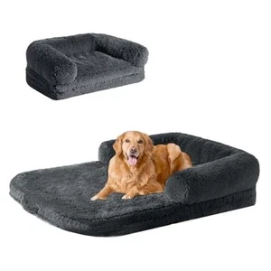 Foldable XXL Dog Bed, Faux Fur Fluffy Pet Couch Bed for Extra Large Dogs, - Picture 1 of 7