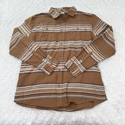 Camisa Hurley Para Hombres Mediana Marrón Tostado Suroeste Rayas Abotonada LS Informal Patín Foto 1 de 4