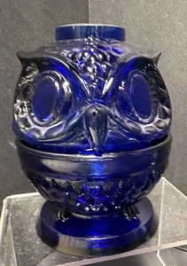 REAL Cobalt Glass Owl Fairy Lamp Made From Fenton Mold - Picture 1 of 4