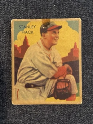 1934-36 DIAMOND STARS BASEBALL CARD #34 STANLEY HACK CHICAGO CUBS LOW GRADE - Image 1 of 2