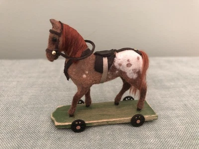 Miniature Artist Made Dollhouse Horse On Wheels Pull Toy 1:12 - Image 1 of 4
