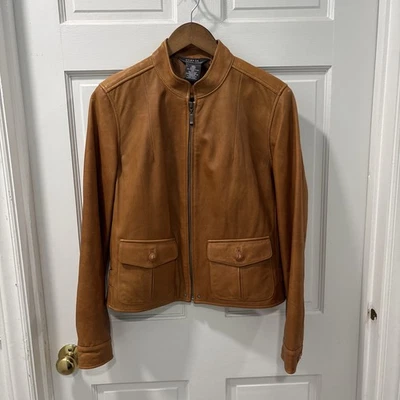 Женская кожаная куртка George Designs By Mark Eisen размер L цвет Camel Brown Moto на молнии - Изображение 1 из 4