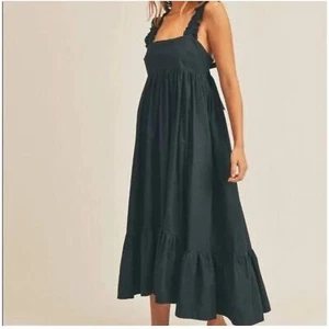 Mable Damen Gr. S Small Rüschen Stufen Maxikleid Cottagecore Boho schwarz Knöpfe - Bild 1 von 11