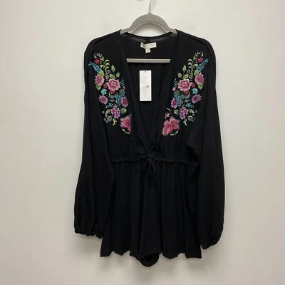 Mameluco Zella Spiritual Gangster Mujer Negro Bordado Manga Larga Cuello en V M Foto 1 de 4