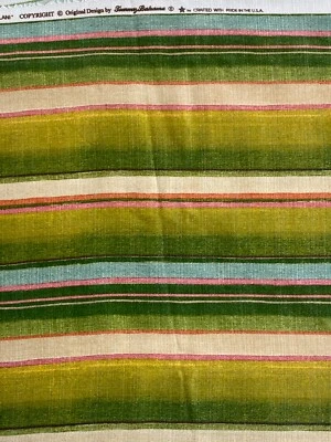 3码TOMMY BAHAMA KALANI FRESCO绿色蓝色条纹100%纯棉面料54英寸W — 第 1/4 张图片