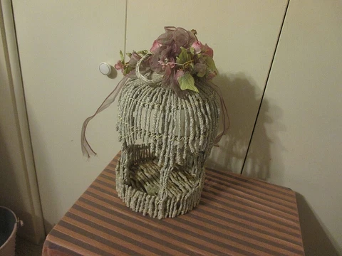 VTG GARDEN BRUSHED WHITE TWIG GAZEBO/OPEN DISPLAY/FLORAL ACCENT 16" Cover