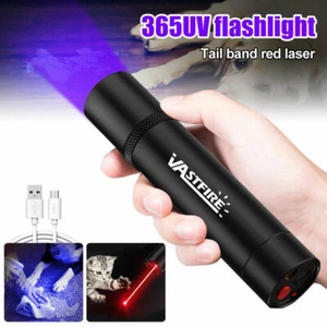 365 nm UV Ultraviolet LED Flashlight Blacklight Torch w/ Red Laser USB Charging - Picture 1 of 13