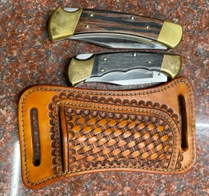 Leafher Knife Sheath for Buck 110 and 112 Pancake Style With Antique Finish - Picture 1 of 6