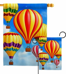 Hot Air Balloon Mass Garden Flag Fun In The Sun Summer Decorative House Banner - Picture 1 of 17