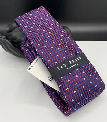 TED BAKER London Men's 100% Silk Tie ~ Red ~ Geometric ~ NEW MSRP: $89.50 - Image 1 of 4