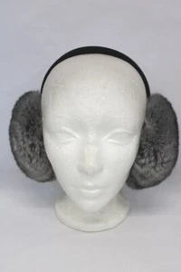 BRAND NEW RANCHED CHINCHILLA FUR EARMUFFS EAR MUFF WARMERS WOMEN WOMAN ONE SIZE - Picture 1 of 10
