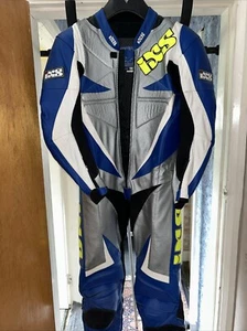 Motorbike Leather One Piece IXS Blue/silver Men’s New Track Day Size 52 - Picture 1 of 7
