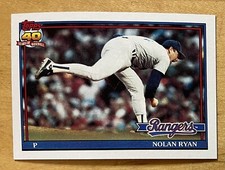 Nolan Ryan 1991 Topps Baseball #1 Texas Rangers HOF Star Mint Condition