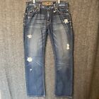BKE Jeans Mens 30 Blue Carter Bootcut Faded Preppy Dark Wash Denim Flaps 32x34 *