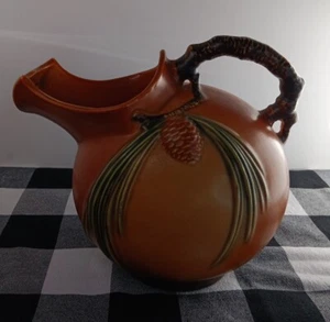 Schöner, seltener Roseville Keramik Vintage Tannenzapfen Eislippenkrug 1321 - Bild 1 von 5