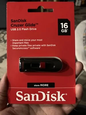 SANDISK Cruzer Glide 2.0  16GB USB Flash Drive new sealed store & move files - Image 1 of 2
