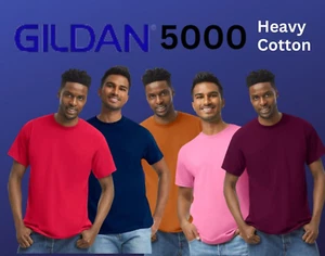 Paquete de 10 camisetas Gildan 5000 algodón pesado Lg-rosa, naranja T, azul marino, granate, rojo Pk07 - Imagen 1 de 7