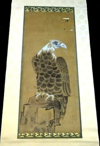 1850s Japanese Scroll Painting of a "Hawk Bird of Prey" from Samurai House (Fuj) - Picture 1 of 12