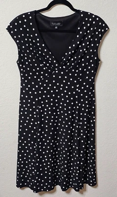 Vestido Black Label by Evan Picone para mujer a lunares sin mangas cuello en V talla 12 Foto 1 de 4