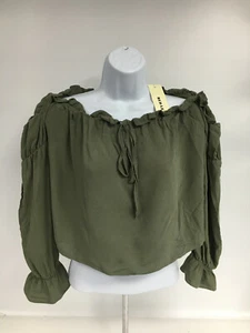 Red Leaf Army grün schulterfrei kurzes Oberteil mit ausgestellten Ärmeln Größe Medium - Bild 1 von 5