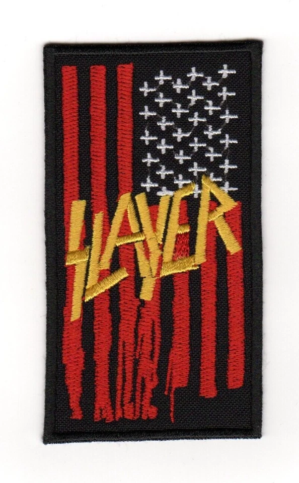 Slayer USA Flag Embroidered Sew-on Patch | American Thrash Metal Music Band Logo