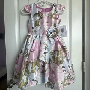 NEW Bonnie Jean Girls Size 7 Gorgeous Formal Floral Dress Wedding Flower Girl - Picture 1 of 6